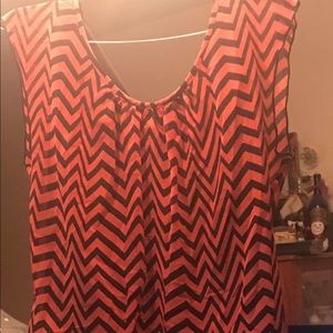 Peach and Black Chevron Dress